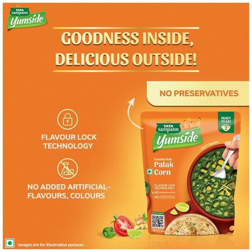 Tata Sampann Yumside Punjabi Style Palak Corn - Ready To Eat Meal, 285 g-6.webp